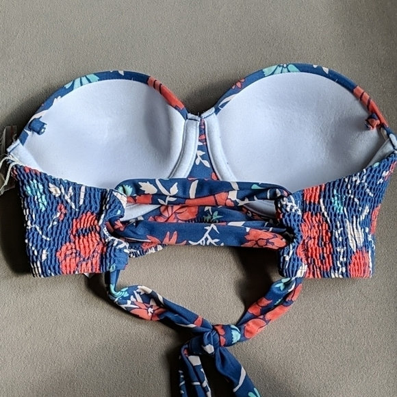 Tori Praver Bikini Swim strapless Top Only Floral XS Hawaii halter seafoam - Picture 5 of 8